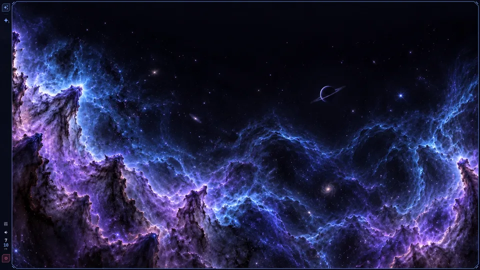 Blue and violet clouds in the Nebula desktop theme